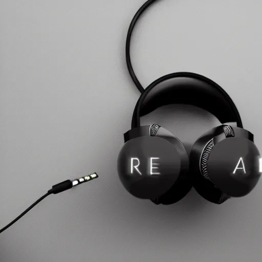 Image similar to single headphones, futuristic, techno, cyberpunk, product design, 3 d render ; industrial design ; behance ; le manoosh ; pinterest ; if design award ; reddot design award