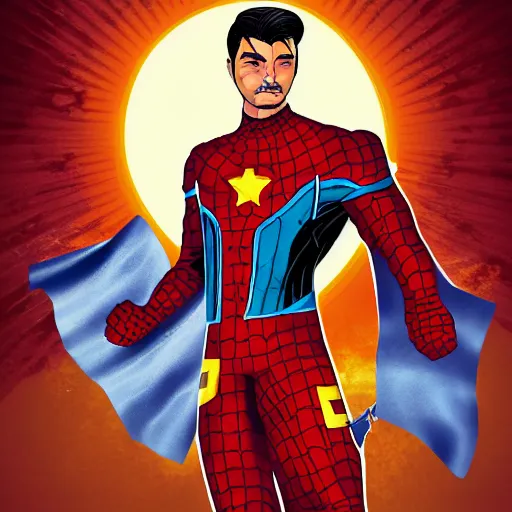 Image similar to Captain Spain, the new marvel hero. Digital art