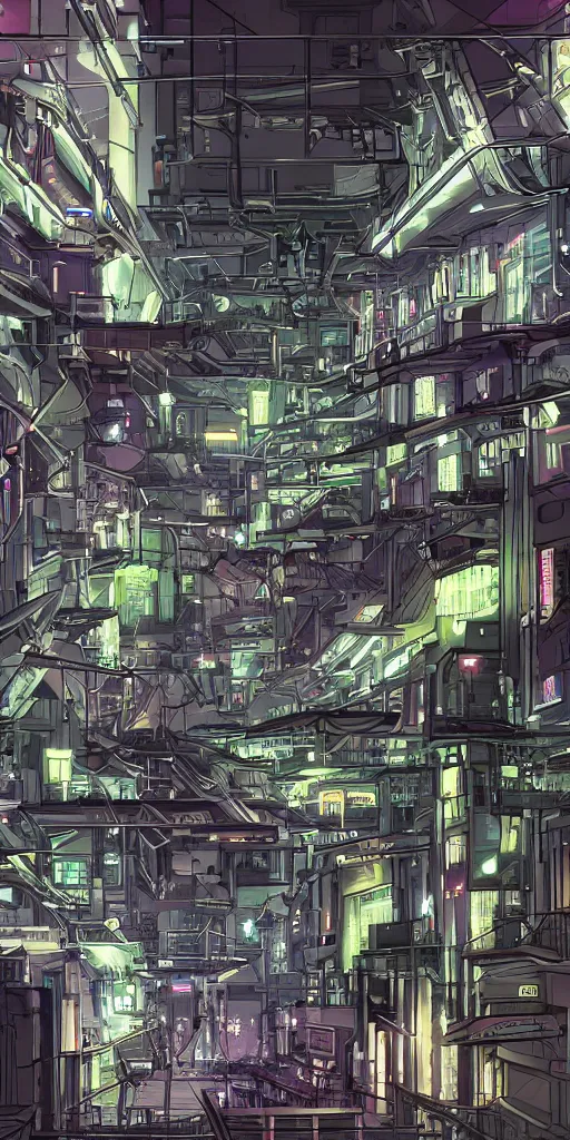 Prompt: cell shaded technopunk alley