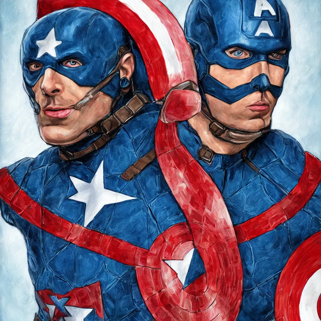 Image similar to Portrait of Captain America portrayed by Jordan Peterson, Aetherpunk, trending digital art