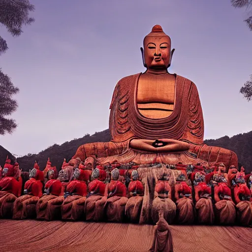 Prompt: [past present and future buddhas in parinirvana, cinematic, 4k]