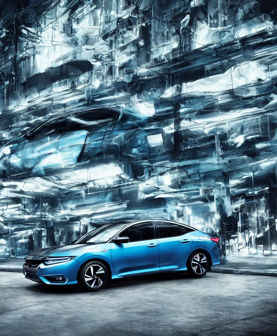 Prompt: honda insight tron future vapor wave cyber punk product shot photoshoot