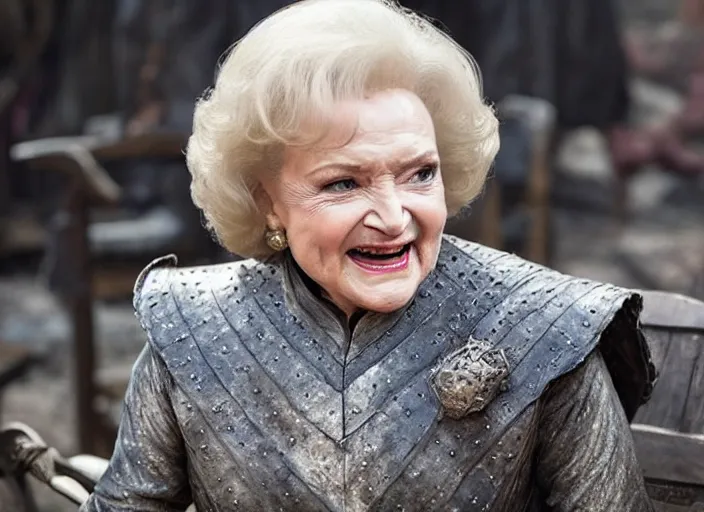 Image similar to a screenshot of betty white in an episode of game of thrones