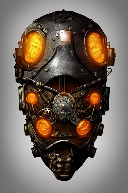 Image similar to steampunk helmet fantasy art mask robot ninja stylized digital illustration sharp focus, elegant intricate digital painting artstation concept art global illumination ray tracing advanced technology chaykin howard and campionpascale and cooke darwyn and davis jack