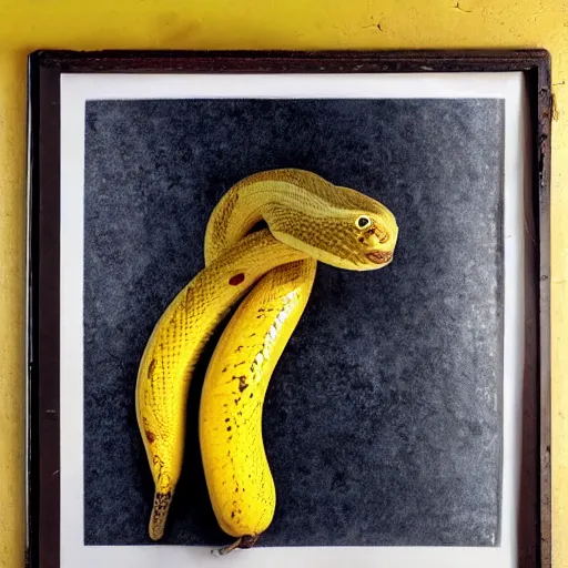 Prompt: a portrait of a snake made of a banana