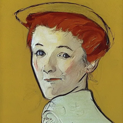 Prompt: anne heche painted by toulous - lautrec