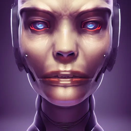 Image similar to centered detailed portrait of a scary robotic robot, realistic character concept, identical eyes, gazing eyes, video game art, fantasy, illustration, slender symmetrical face and body, artstation, cinematic lighting, hyperdetailed, cgsociety, 8 k, octane render, golden ratio, postprocessing