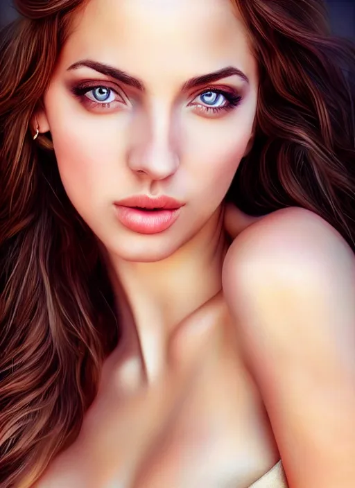 Image similar to a gorgeous greek female photo, professionally retouched, muted colors, soft lighting, realistic, smooth face, full body shot, torso, dress, perfect eyes, sharp focus on eyes, 8 k, high definition, insanely detailed, intricate, elegant, art by artgerm and j scott campbell