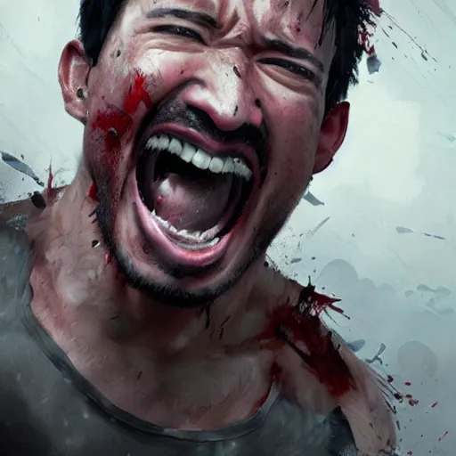 Image similar to a portrait of markiplier raging, greg rutkowski