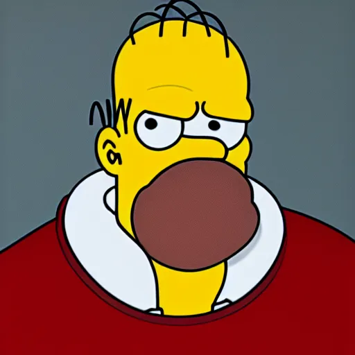 Image similar to hyperrealistic photo of homer simpson as a human, portrait, 8 k