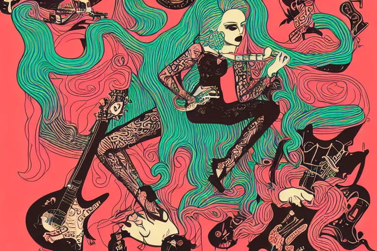 Image similar to concert poster by Tara McPherson, extremely detailed.