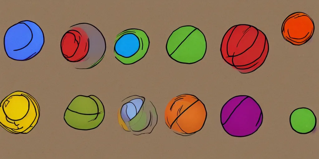 Image similar to animation frames sequence board of a bouncy ball drawn with pen