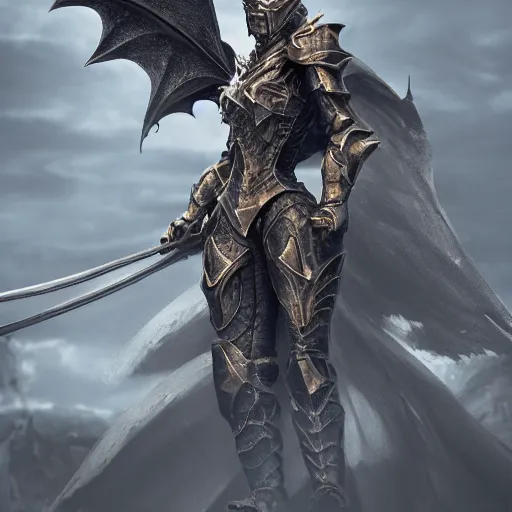 Image similar to highly detailed realistic stunning shot of a beautiful elegant anthropomorphic female dragon knight, doing a majestic pose, armor made of steel, sharp claws and tail, cloak flittering in the wind, high quality, HD octane render, epic cinematography, Artstation, Deviantart, Furaffinity