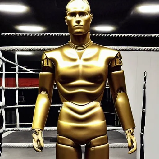 Image similar to “a realistic detailed photo of a guy who is an attractive humanoid who is half robot and half humanoid, who is a male android, boxer Canelo Álvarez, shiny skin, posing like a statue, blank stare”