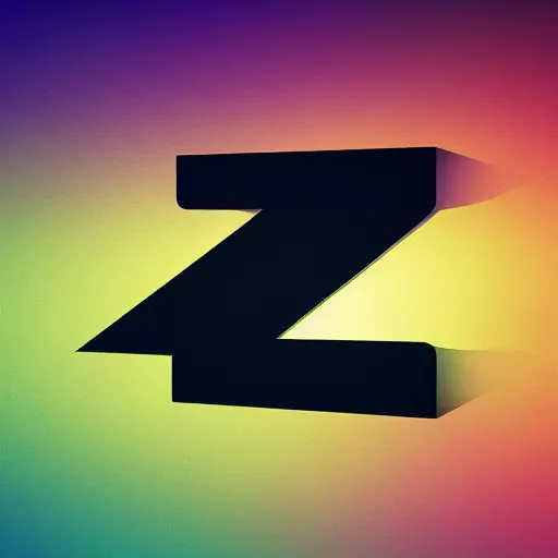 Image similar to a logo of the letter z for a synthwave music producer, digital 3 d, black background, trending on artstation