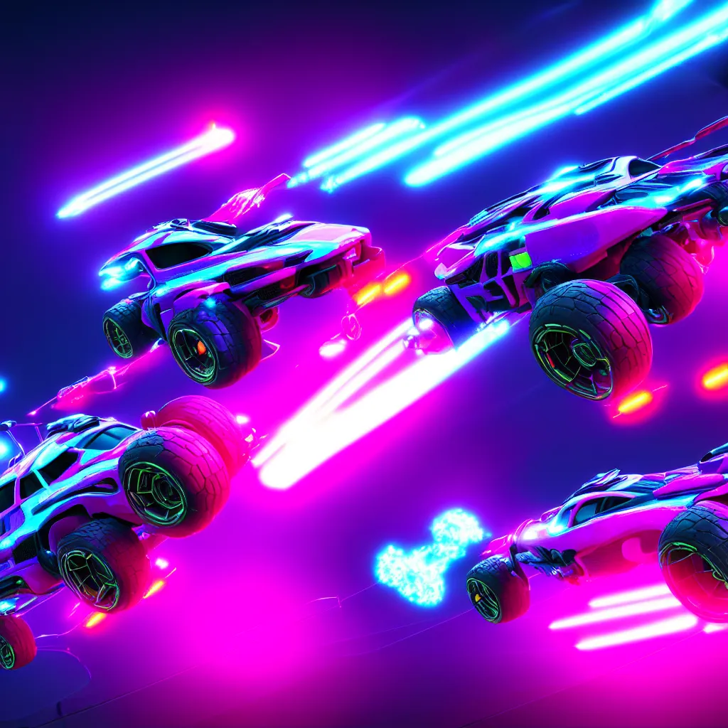 Image similar to rocket league octane, 4 k render, cinema 4 d, hyper realistic, cyberpunk neon lighting,