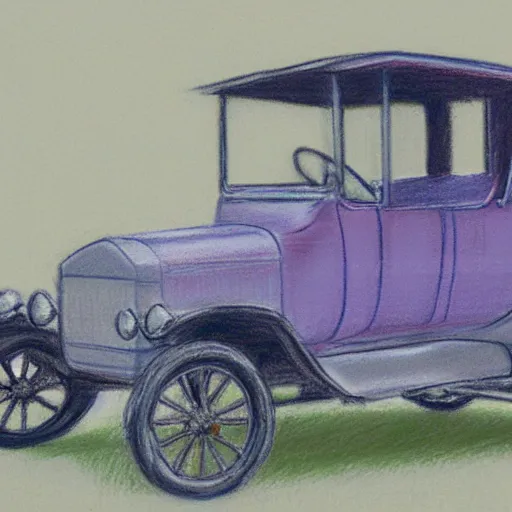 Image similar to a pastel sketch of a ford model t