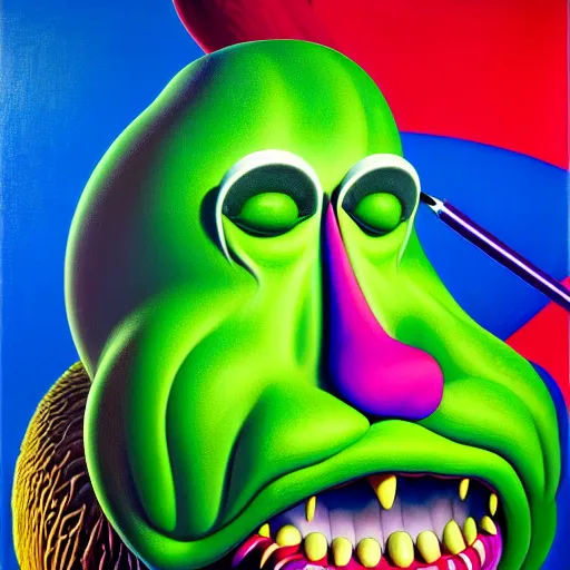 Prompt: ethos of ego, mythos of id, monster of madness. by theodor seuss geisel, hyperrealistic photorealism acrylic on canvas, resembling a high - resolution photograph
