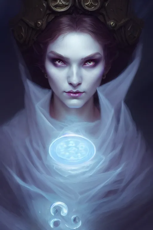 Image similar to photography alexey gurylev, ghostly ghost, mysterious, deep focus, d & d, fantasy, complex, elegant, highly detailed, digital painting, artstation, concept art, matte, clear focus, illustration, hearthstone, artgerm art, greg rutkovsky and alphonse mucha