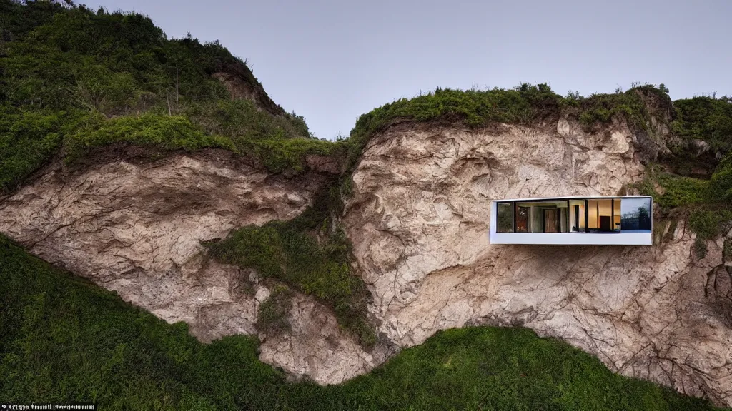 Image similar to house built on the side of a cliff, award winning photo