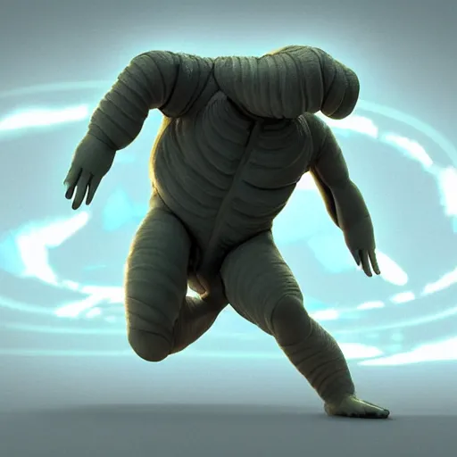 Image similar to a humanoid tardigrade in a dynamic pose. character design. gesture drawing. line of action. official art, unreal engine 5, unreal engine. tetsuya nomura. medium shot. ray tracing hdr. 8 k. uhd. sharp focus. highly detailed. masterpiece. anime render. cinematic lighting. lifelike. symmetrical. beautiful.