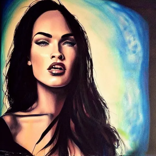 Image similar to “Megan Fox Coal paintings, ultra detailed portrait, 4k resolution”