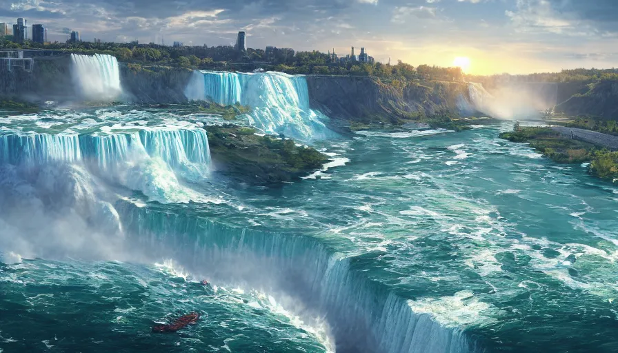 Prompt: Great celebration about Niagara Falls, hyperdetailed, artstation, cgsociety, 8k