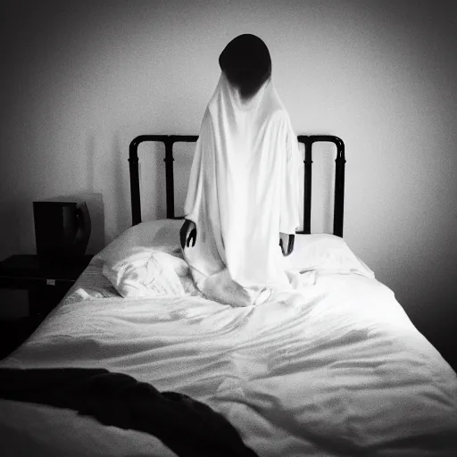 Image similar to ghost girl in bed at night