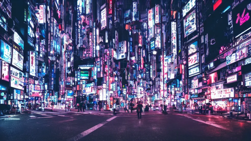 Prompt: early morning in cyber punk tokyo
