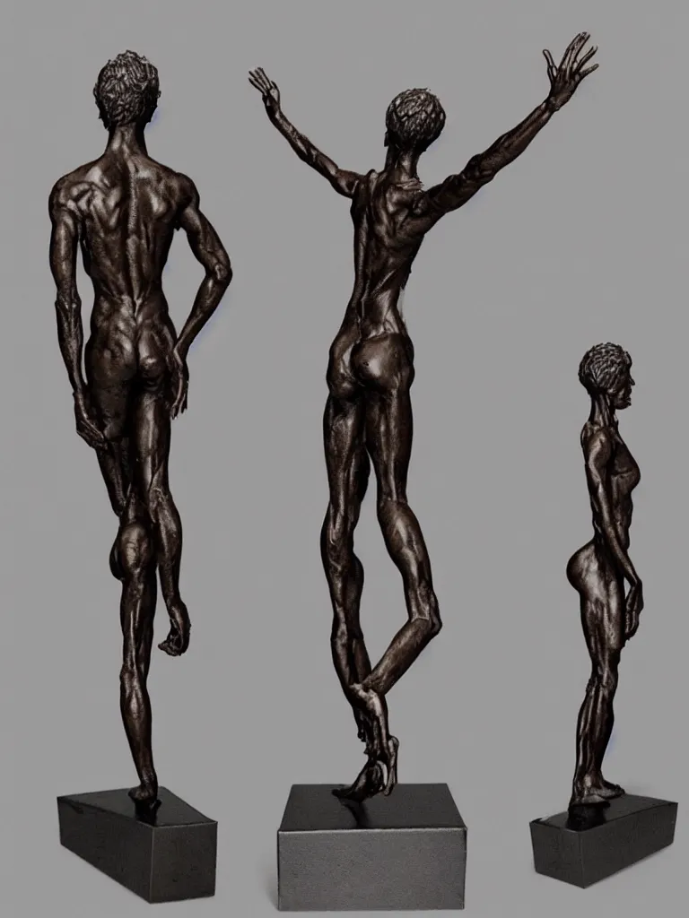 Prompt: When we deny the EVIL within ourselves, we dehumanize ourselves, and we deprive ourselves not only of our own destiny but of any possibility of dealing with the EVIL of others. Trending on art station, Dark bronze statue. - n 4