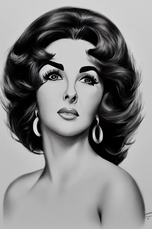 Image similar to portrait of Elizabeth Taylor in the style of Artgerm