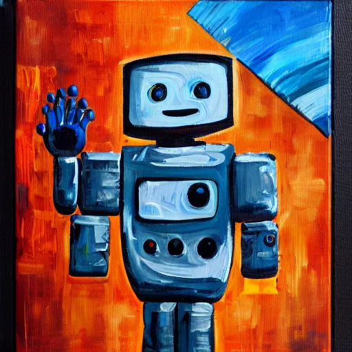 Image similar to a robot painting on a canvas