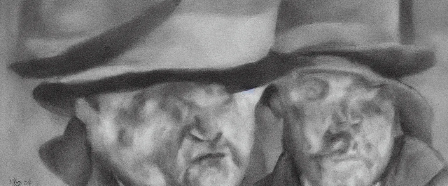 Prompt: close up highly detailed portrait of a man in a fedora by dorthea lange