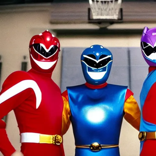 Image similar to Power Rangers Playing Basket Ball against the Tune Squad