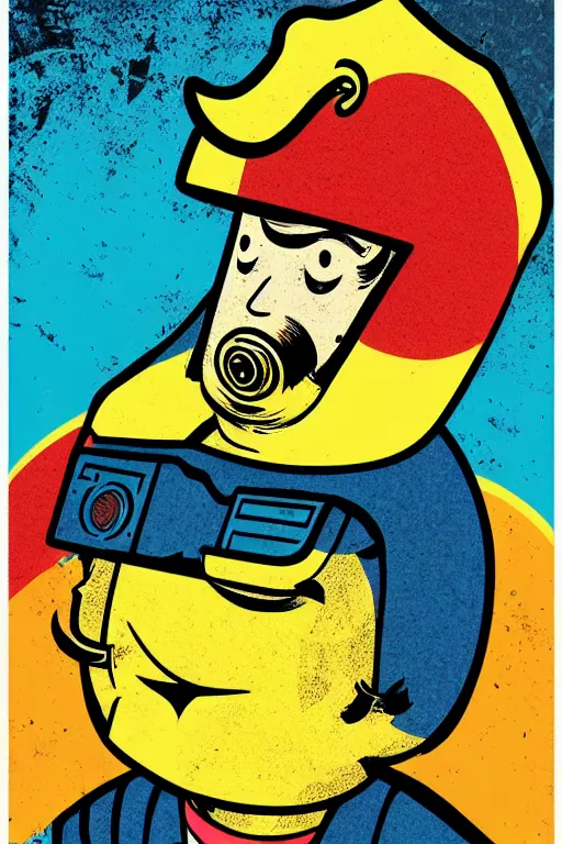 Image similar to fallout 7 6 retro futurist illustration art by butcher billy, sticker, colorful, illustration, highly detailed, simple, smooth and clean vector curves, no jagged lines, vector art, smooth andy warhol style