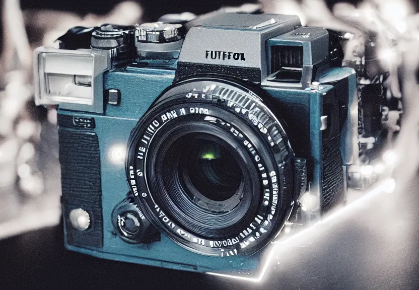 Prompt: a ultra realistic hyper realistic underexposed fujifilm 800 photograph of an intricate device for neon injection