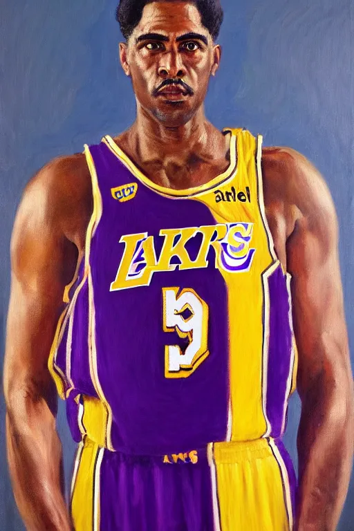 Image similar to full body portrait of the dictator of the los angeles lakers, 1 9 5 5, in full military garb, oil on canvas by william sidney mount, trending on artstation