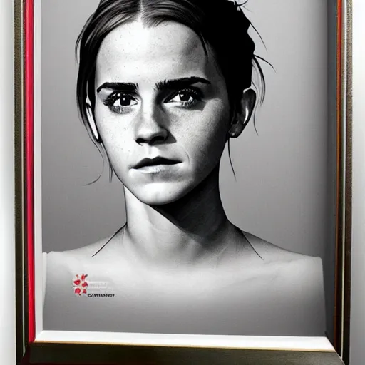 Image similar to emma watson as a lokomotiv football player, portrait, hyper realistic, highly detailed