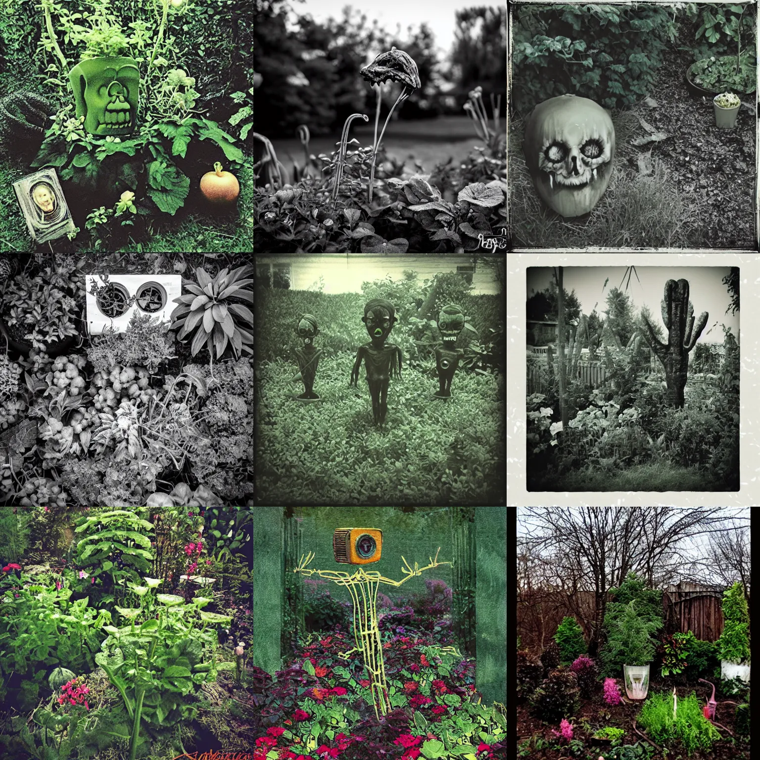 Prompt: analog horror of my garden