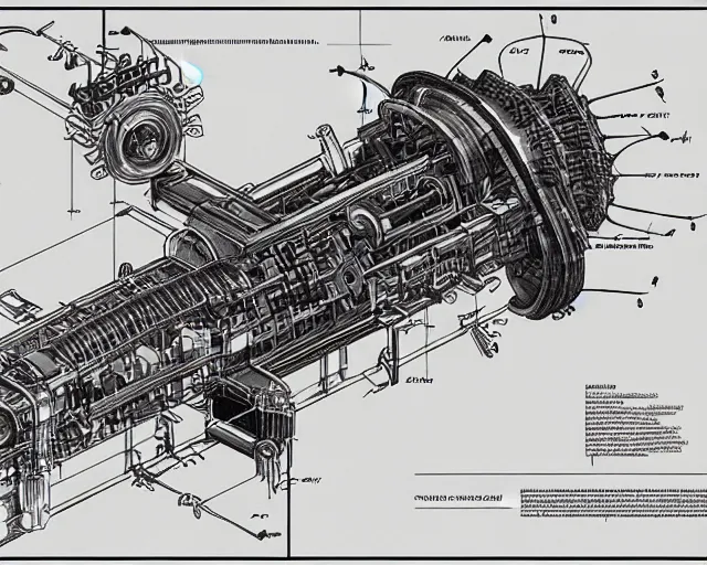 Prompt: a full page of a mechanical blueprint showing a simple cutaway design for a mechanized wolf from howl's moving castle ( 2 0 0 4 ), with people inside piloting it, muted colors, post grunge, studio ghibli, hq