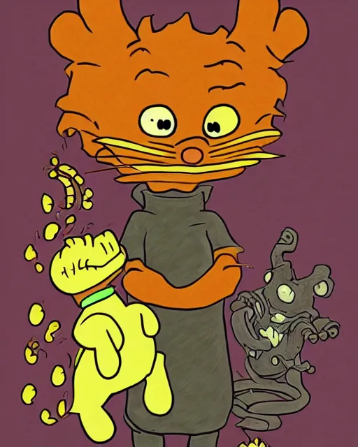 Image similar to Garfield the friendly eldritch abomination