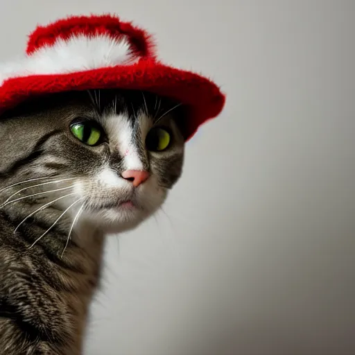 Prompt: a photo of a cat wearing a funny hat