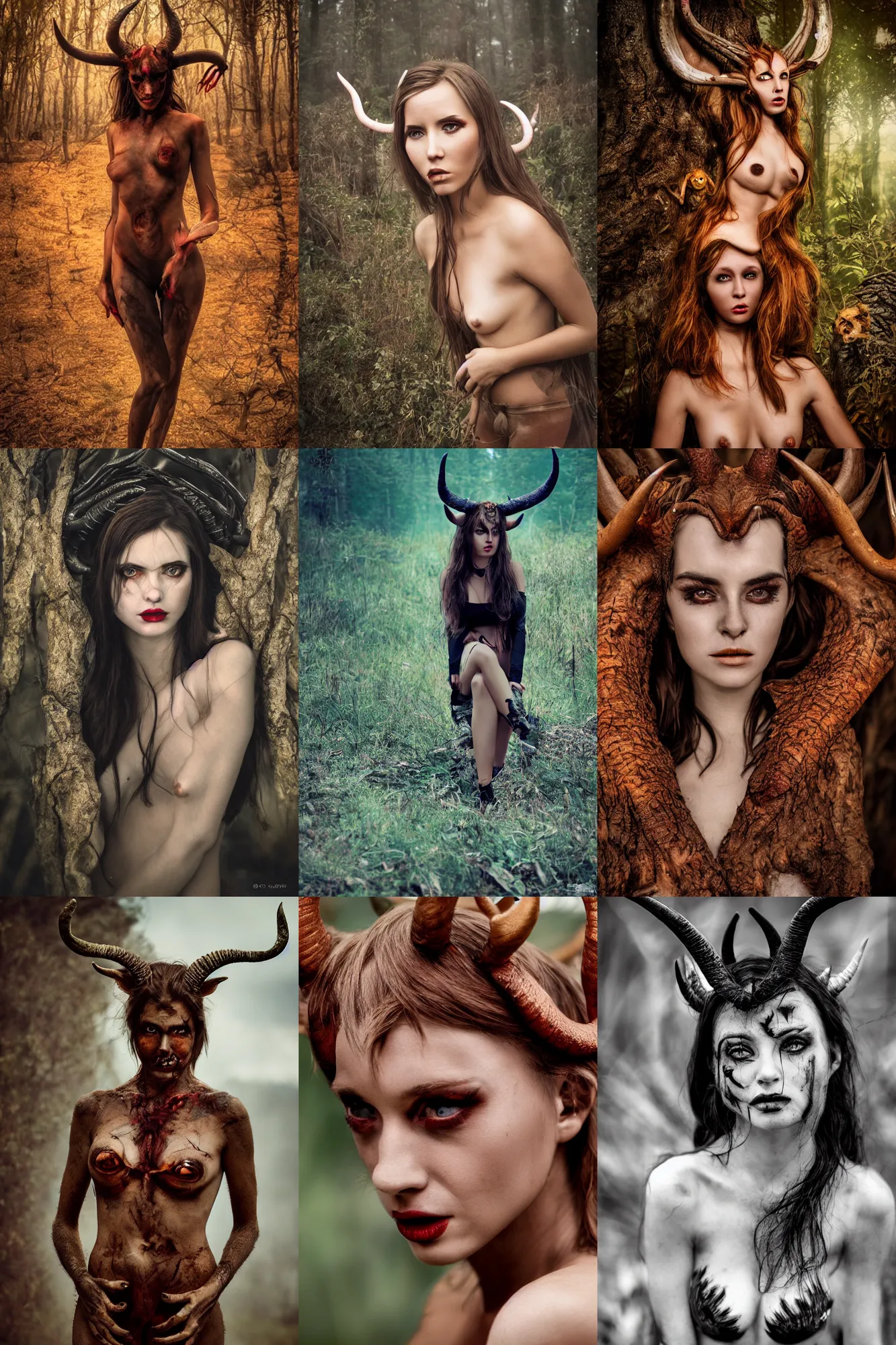 Prompt: beautiful Woman is a demon with horns, in hell, Wildlife photography, Cinematic, 8k, hyperrealism