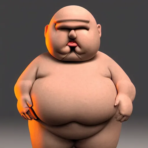 Image similar to claymation distorted fat man