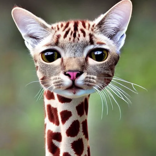 Image similar to cat giraffe hybrid, rare photograph