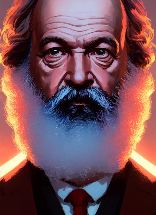 Image similar to highly detailed portrait karl marx in gta v, stephen bliss, unreal engine, fantasy art by greg rutkowski, loish, rhads, ferdinand knab, makoto shinkai and lois van baarle, ilya kuvshinov, rossdraws, tom bagshaw, global illumination, radiant light, detailed and intricate environment