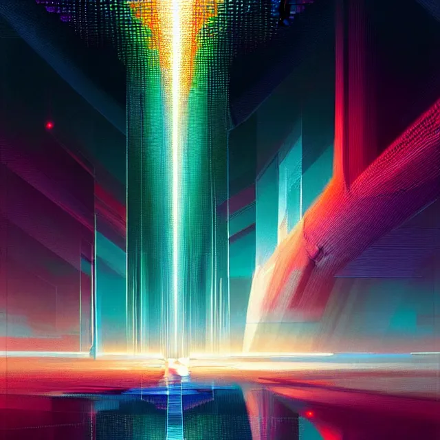 Prompt: a chain of interconnected plexus effect, blockchain, symmetry, intricate, volumetric lighting, beautiful, rich deep colors masterpiece, sharp focus, ultra detailed, in the style of john harris