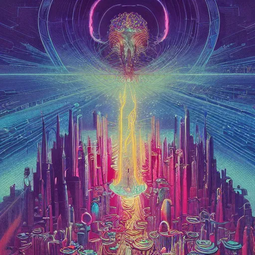 Image similar to palace opalescent lightning sacred sharp focus cinematic weird rich by victo ngai, beksinski, lisa frank, john stephens, antoni gaudi, tristan eaton, paul lehr, andreas rocha