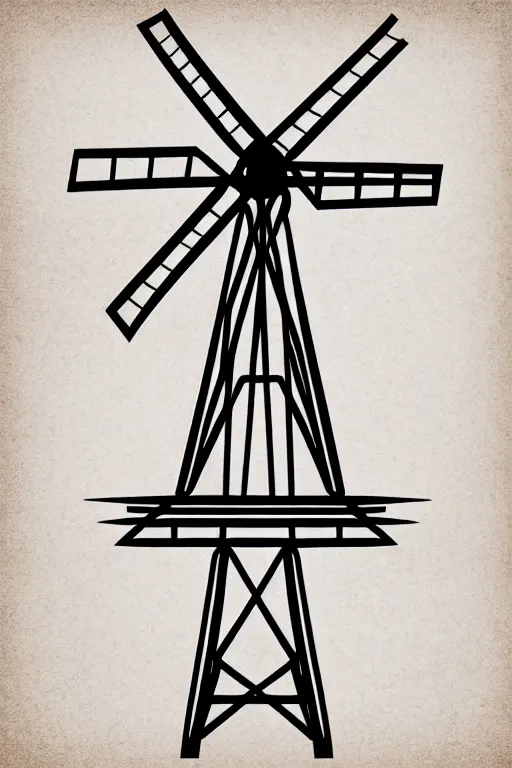 Prompt: minimalist boho style art of a windmill, illustration, vector art