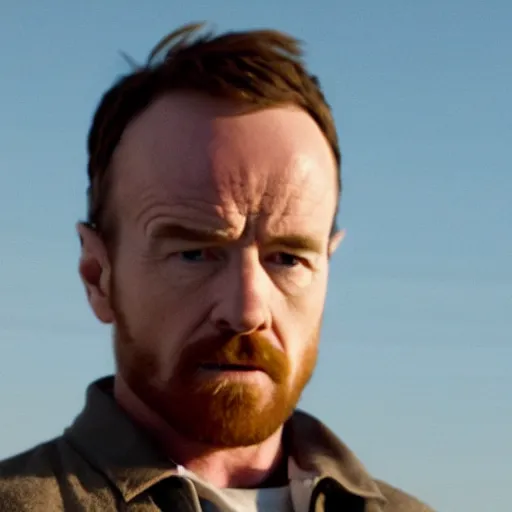 Image similar to a movie still shot of bryan cranston as jesse pinkman